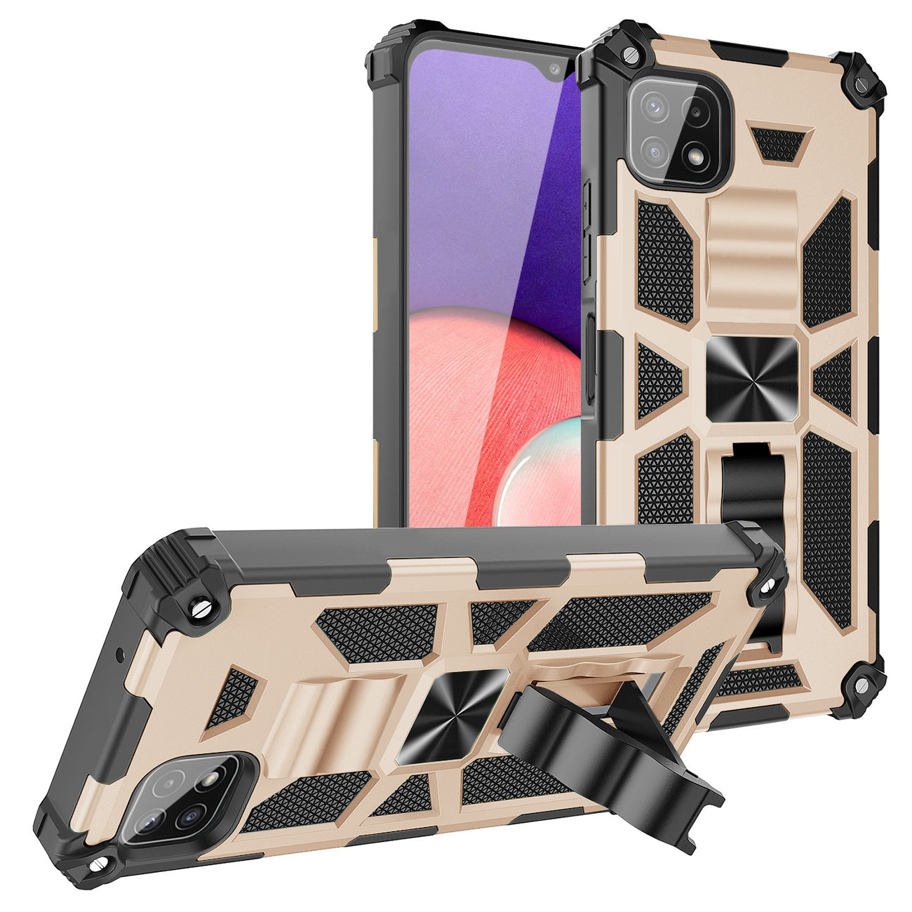 Built-in Kickstand TPU Case with Magnetic Mount for SAMSUNG GALAXY A22 5G in  Gold